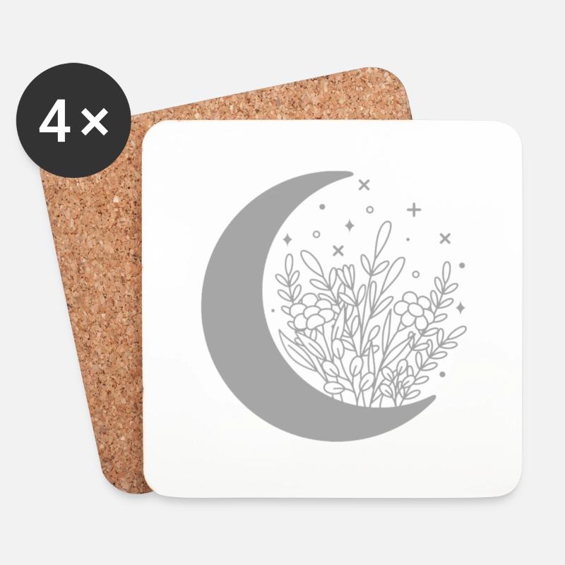 Mond Blume - Untersetzer (4er-Set) - Weiß
