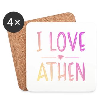 I Love Athen - Untersetzer (4er-Set) - Weiß - Vorne