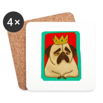 Sad Mops King Hundeliebhaber - Untersetzer (4er-Set) - Weiß - Vorne