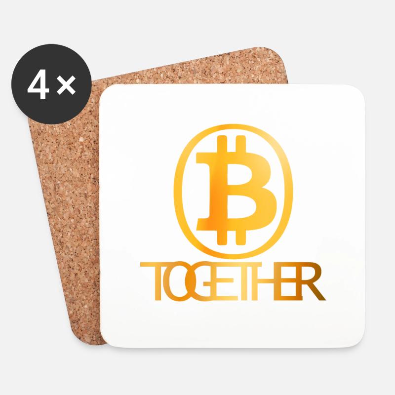 Bitcoin zusammen - Untersetzer (4er-Set) - Weiß