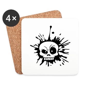 Drops Skeptical Facial Expression Skull - Coasters (set of 4) - white - Front