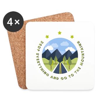 Laissez tout tomber et allez à la montagne - Dessous de verre (lot de 4) - blanc - Devant