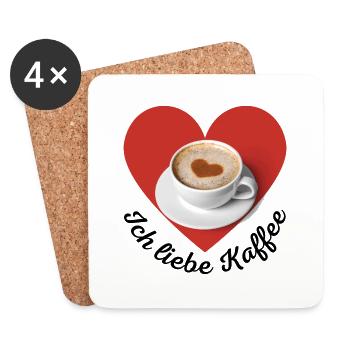 Ich liebe Kaffee T-Shirt - Untersetzer (4er-Set) - Weiß - Vorne