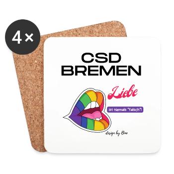 CSD Bremen Shirt Pride by Bine - Untersetzer (4er-Set) - Weiß - Vorne