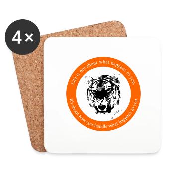 Motivating saying Tiger Inspiration Mindset - Coasters (set of 4) - white - Front