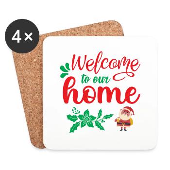 Willkommen in unserem Haus - Weihnachtshumor - Untersetzer (4er-Set) - Weiß - Vorne