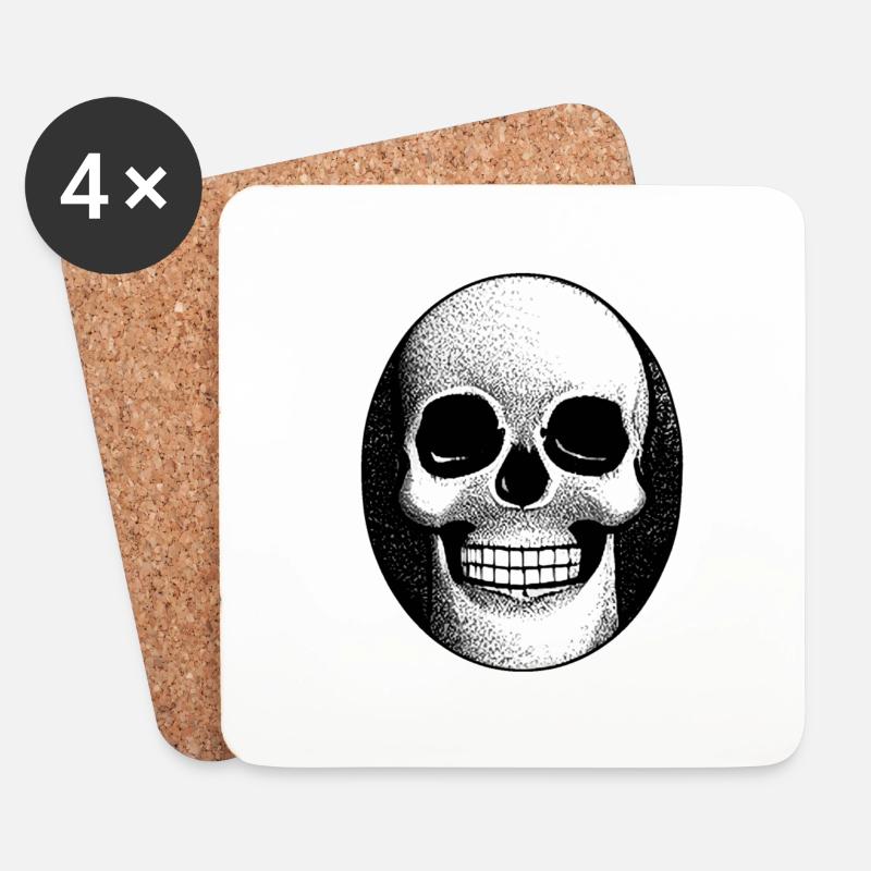 Totenkopf Pointillismus Illustration Sheletro | Schädel - Untersetzer (4er-Set) - Weiß