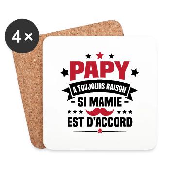 Papy a toujours raison si mamie est d'accord - Dessous de verre (lot de 4) - blanc - Devant