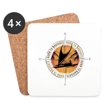 NÉ POUR NAVIGUER dans les navigateurs marins polynésiens - Dessous de verre (lot de 4) - blanc - Devant