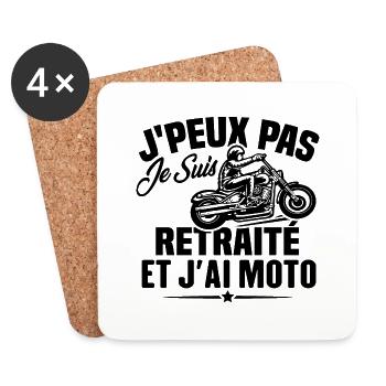 Cadeau J'peux pas je suis retraité et j'ai moto - Dessous de verre (lot de 4) - blanc - Devant