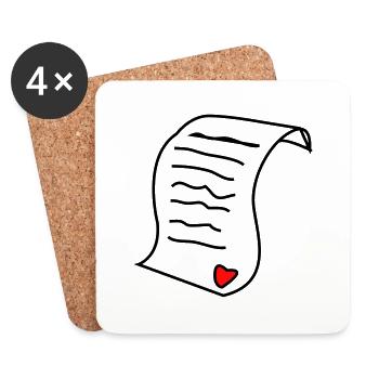 Happy Valentinsday Liebesbrief / Love Letter #LOVE - Untersetzer (4er-Set) - Weiß - Vorne
