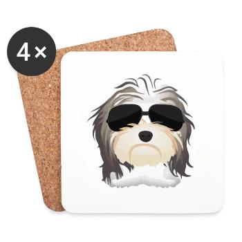 Havaneser mit Sonnenbrille Hundebesitzer - Untersetzer (4er-Set) - Weiß - Vorne