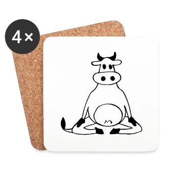Kuh macht Yoga Yogaliebhaber Geschenkidee - Untersetzer (4er-Set) - Weiß - Vorne