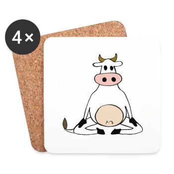 Kuh macht Yoga Yogaliebhaber Geschenkidee - Untersetzer (4er-Set) - Weiß - Vorne