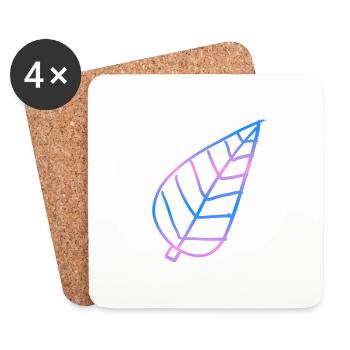 Leaf Blue Purple Pink Nature Symbol Motif - Coasters (set of 4) - white - Front