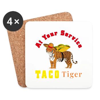 taco tiger - Coasters (set of 4) - white - Front