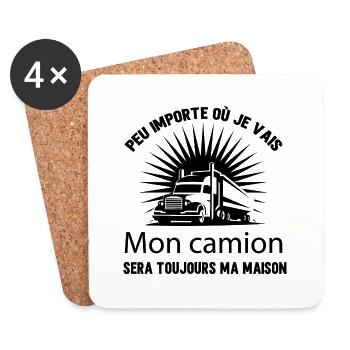 Idée cadeau camion humour - Dessous de verre (lot de 4) - blanc - Devant
