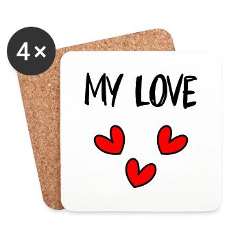 LOVE. I LOVE YOU. SAINT VALENTIN. EVJF. JE T'AIME. - Dessous de verre (lot de 4) - blanc - Devant