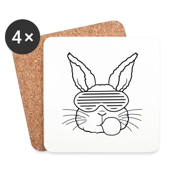 Lapin chewing-gum bubble cool - Dessous de verre (lot de 4) - blanc - Devant