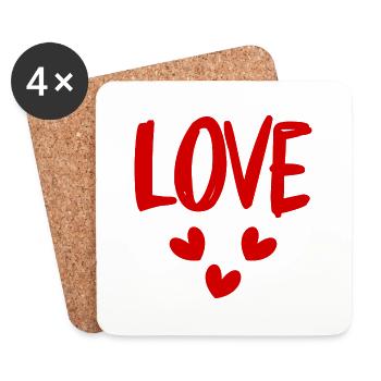 LOVE. SAINT VALENTIN. EVJF. JE T'AIME. I LOVE YOU. - Dessous de verre (lot de 4) - blanc - Devant