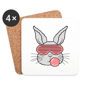 Chewing gum bubble lapin cool - Dessous de verre (lot de 4) - blanc - Devant