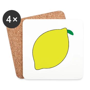 Zitrone Illustration Geschenkidee - Untersetzer (4er-Set) - Weiß - Vorne