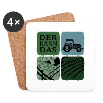 Traktorfahrer Traktor kann das Erntezeit - Untersetzer (4er-Set) - Weiß - Vorne