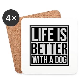 mieux avec un chien - Dessous de verre (lot de 4) - blanc - Devant