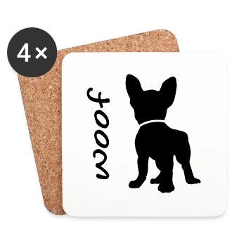 Woof - french bulldog - Coasters (set of 4) - white - Front