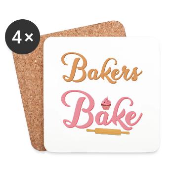 Boulangers allant faire cuire des gâteaux pâtisseries biscuits - Dessous de verre (lot de 4) - blanc - Devant