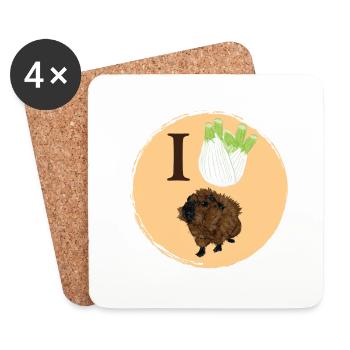 Design mit einem Rosetten-Meerschweinchen 5 - Untersetzer (4er-Set) - Weiß - Vorne