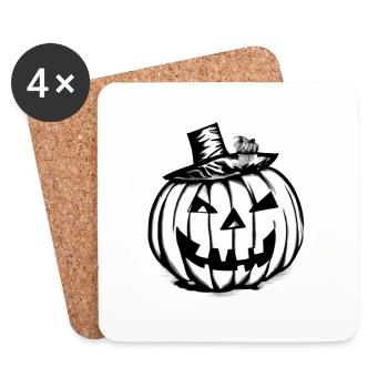 Halloween Spooky Pumpkin Lantern 4 - Coasters (set of 4) - white - Front
