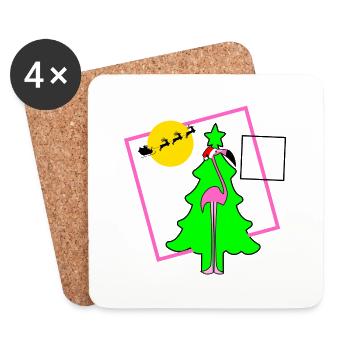 ugly christmas flamingo - Untersetzer (4er-Set) - Weiß - Vorne