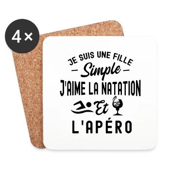 natation et apéro / humour nageuse - Dessous de verre (lot de 4) - blanc - Devant