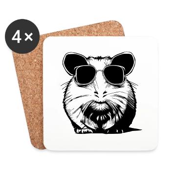 Cochon d’Inde cool lunettes de soleil drôle vecteur 1 - Dessous de verre (lot de 4) - blanc - Devant