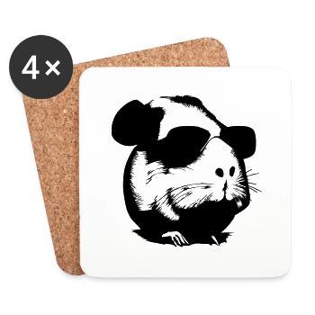 Guinea pig cool sunglasses funny vector 12 - Coasters (set of 4) - white - Front