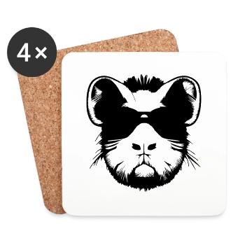 Guinea pig cool sunglasses funny vector 10 - Coasters (set of 4) - white - Front