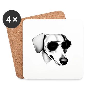 Chiens teckels avec lunettes de soleil Cool Motif 2 - Dessous de verre (lot de 4) - blanc - Devant