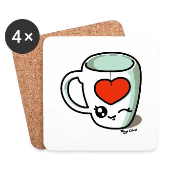 tasse coeur thé couleurs - Dessous de verre (lot de 4) - blanc - Devant