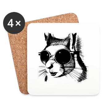Squirrel Sunglasses Animal Cute Funny Cool 05 - Coasters (set of 4) - white - Front