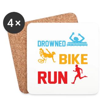 Presque noyé a écrasé le vélo a puked sur la course Triat - Dessous de verre (lot de 4) - blanc - Devant