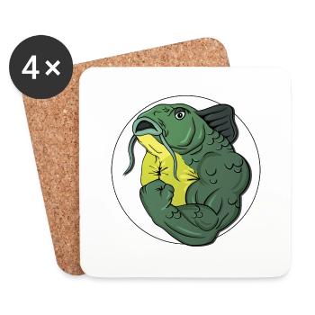 BadassFishing_white - Coasters (set of 4) - white - Front