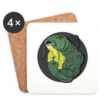 BadassFishing_black - Dessous de verre (lot de 4) - blanc - Devant