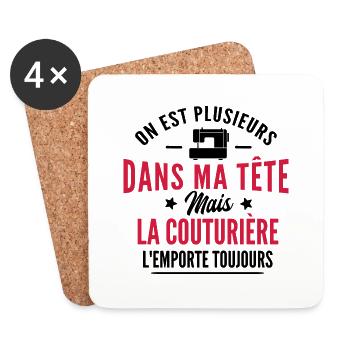 cadeau humour couturière - Dessous de verre (lot de 4) - blanc - Devant