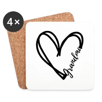 J’ADORE GRAND-MÈRE. CADEAU DE GRAND-MÈRE. - Dessous de verre (lot de 4) - blanc - Devant