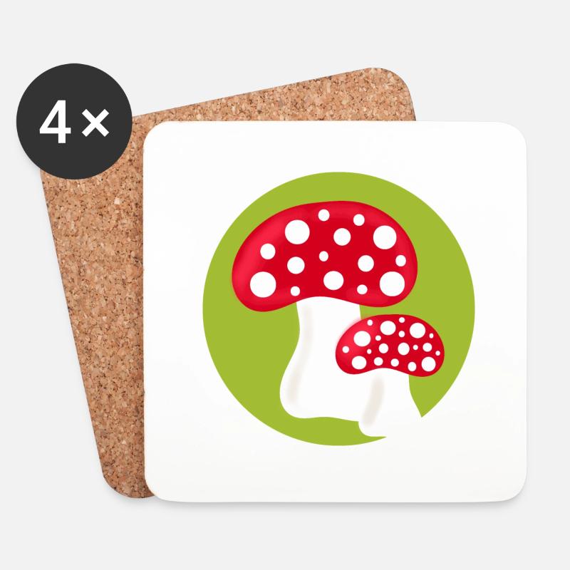 Fliegenpilz, Pilz im Wald Geschenk - Untersetzer (4er-Set) - Weiß