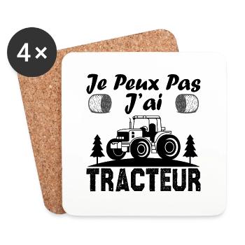 Je peux pas j ai tracteur - Dessous de verre (lot de 4) - blanc - Devant