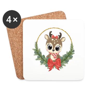 sweet reindeer Christmas Rudolf Merry Christmas - Coasters (set of 4) - white - Front