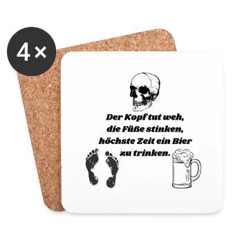 Der Kopf Tut Weh - Untersetzer (4er-Set) - Weiß - Vorne