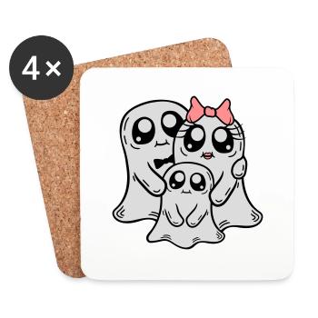 Enfant Parents Fantômes Couple - Dessous de verre (lot de 4) - blanc - Devant